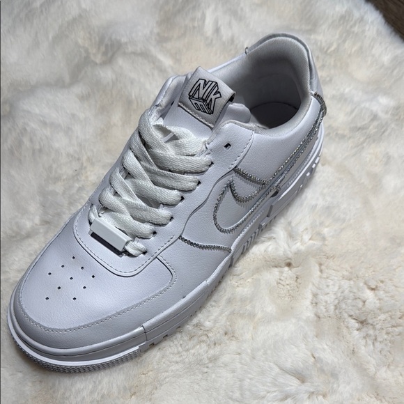 New Nike White Sneakers with Rhinestones Custom - Picture 3 of 11
